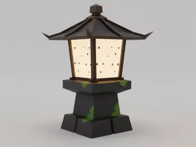Japanese Stone Lantern 3D Model Low-poly 3D model purchase