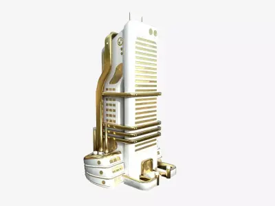 SciFi Building A11 Gold - Sci Fi Exterior Design Low-poly 3D model