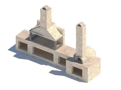 Stone BBQ Set 3D model