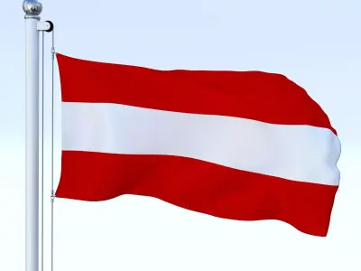 Animated Flag Austria Low-poly 3D model