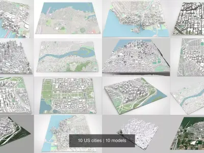  10 US cities 3D Model Pack