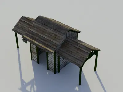 Western Train Station - Low-poly PBR Low-poly 3D model