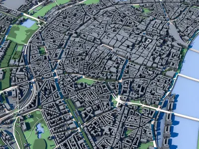 Cologne Cityscape Cologne Cathedral Rhine River German Landscape 3D model