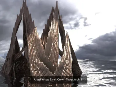 Crown Fantasy Angel statues 3D Model Pack