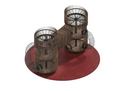 Playground 8 two wooden towers 3D model