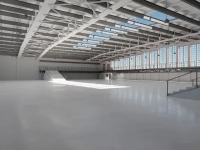 Industrial Hangar Hall Interior 5 Low-poly 3D model