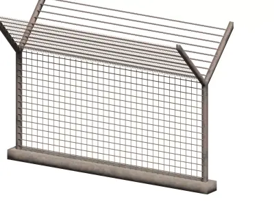 Lattice and barbed wire fence set Low-poly 3D model