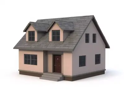 Style Suburban House Asset Low-poly 3D model