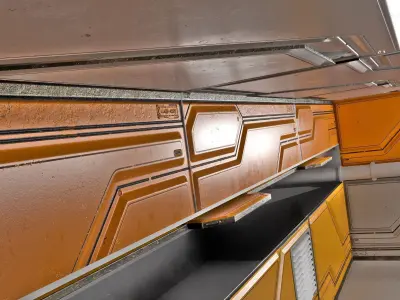 sci-fi walls - modular kit Low-poly 3D model
