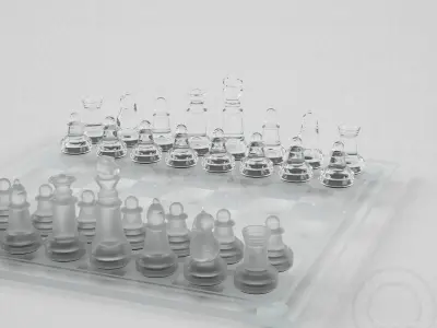 Chess Western International - glass - modern Low-poly 3D model