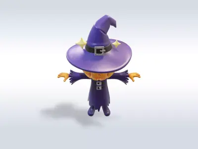 Cheerful Pumpkin Boy Halloween Character 3D model purchase