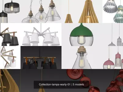 Collection-lamps-warly-01 chandelier with six lamps 3D Model Pack