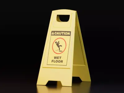 Caution Wet Floor Sign Free low-poly 3D model