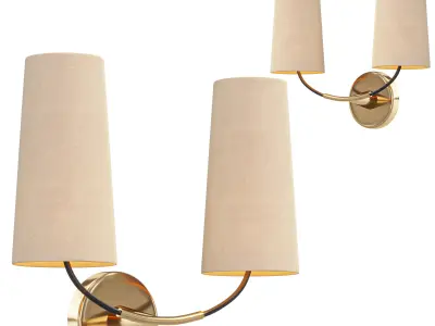  Lennon 2 Light Wall Sconce with White Shades 3D model