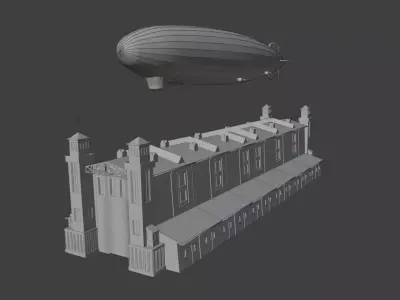 Vienna Zeppelin with airship hangar 3D model