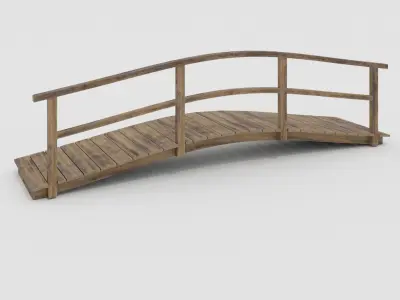  Bridge with one handrail Low-poly 3D model