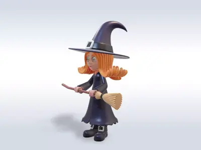 Adorable Witch Halloween Character 3D Model 3D model