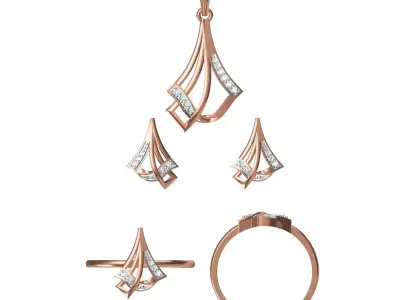 Light wt Ring Earrings Pendant set stl jcd 1-render details  3D print model get