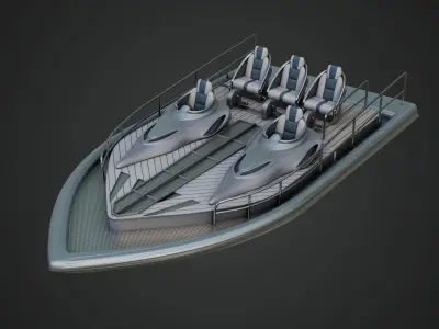 Silver Metallic Pedal Boat Multi Person 3D model