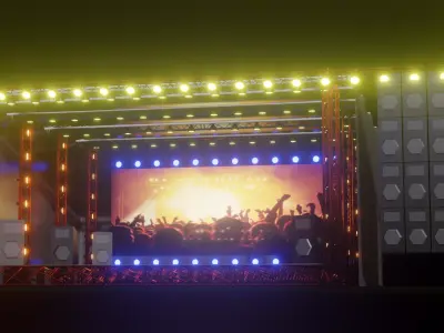 Entertainment Outdoor Event Stage 3D Model with Light 3D model Low-poly 3D model