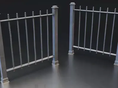 Iron Fence Section 3D Model Low-poly 3D model
