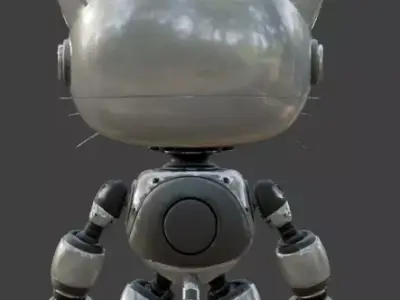 Futuristic Robot Cat 3D Model Low-poly 3D model