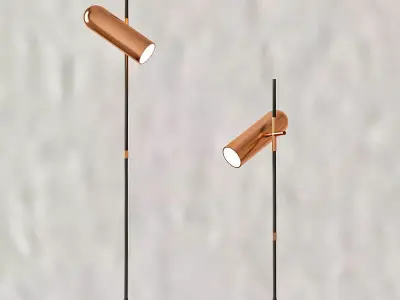 WANDER two floor lamps with copper finish 3D model