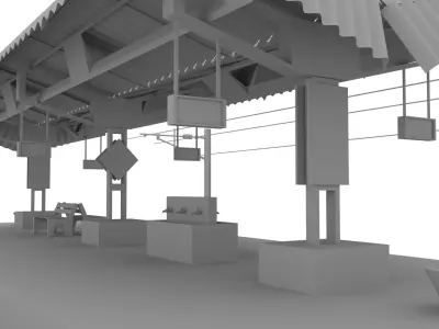 india Railway station  Platform  LOW POLY Free 3D model