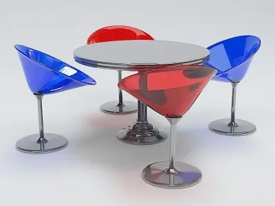 Modern Round Table and Chair Set 3D model