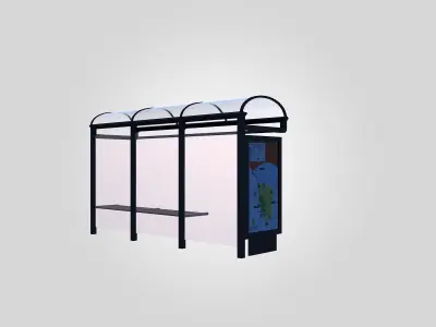 Bus Stop Low-poly 3D model