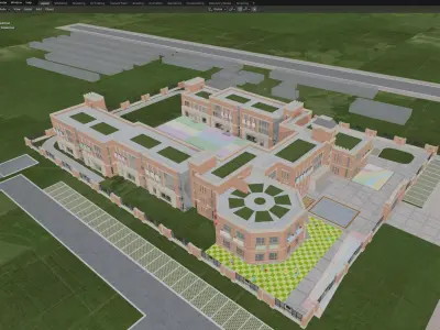 Kindergarten Campus with Colorful Playgrounds 3D model