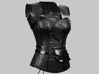 Corset Black Low-poly 3D model