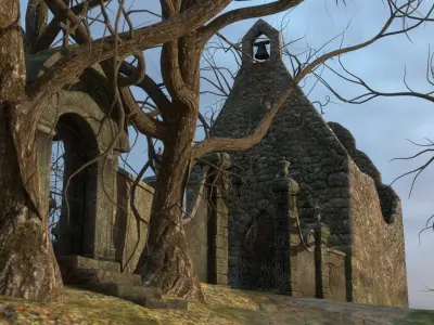 Graveyard and Ghosts Low-poly 3D model