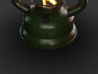 Old Oil lamp Low-poly 3D model