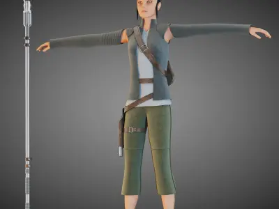 Star Wars Rey T-pose 3D model