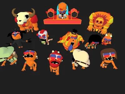 Low Poly Zombie Pack Low-poly 3D model