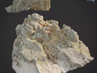 3d scanned rock cliff W 3D model