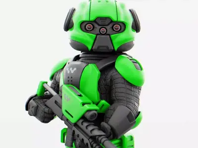 CYBER SOLDIER MECHA  V2  RIGGED 3D model