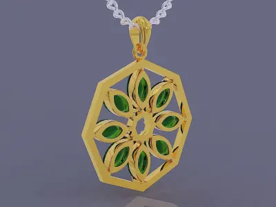 Prong set marquise cut diamond octagonal necklace 3D print model