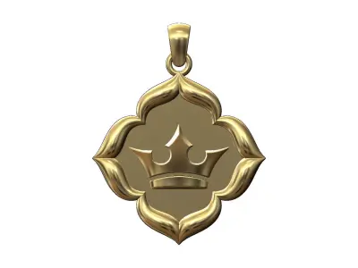 Crown floral window pendant with bail 3D print model