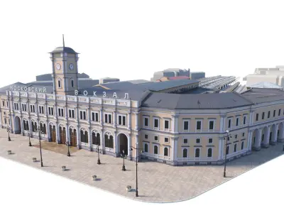 Moscow railway station in Sankt Peterburg 3D model