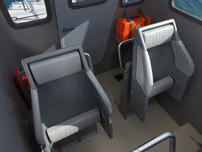  Inflatable Utility Boat with Hard Hull and Antenna Rigged 