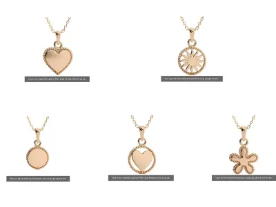 5 Light Weigt Plain Gold Pendant 3dm stl ply glb gltf mtl 3mf 3D Model Pack