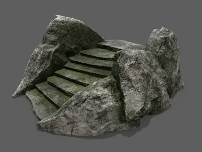 Stairs set of made out of rocks Low-poly 3D model purchase