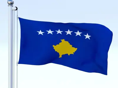 Animated Kosovo Flag Low-poly 3D model