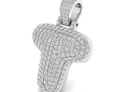Bubble T Initial Pendant 3D print model