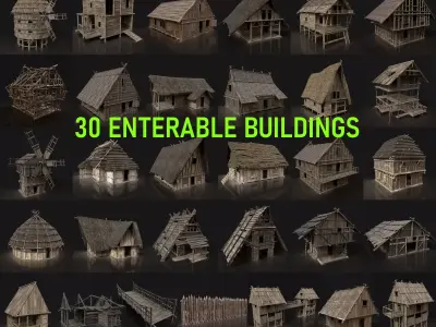 AAA MEDIEVAL SETTLEMENT VIKING HOUSES BUILDER PACK GENERIC