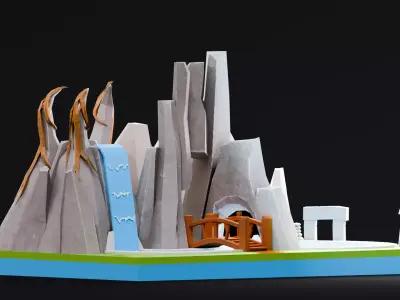 Amusement Park - Ground 3  Low-poly 3D model