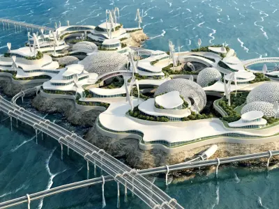  Future City Bionic architecture Eco energy concept vrat animated 