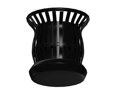 Black organic shaped open cage trash can Low-poly 3D model